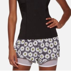 ★NWT adidas by stella mccartney Layered floral-print stretch-mesh short S★